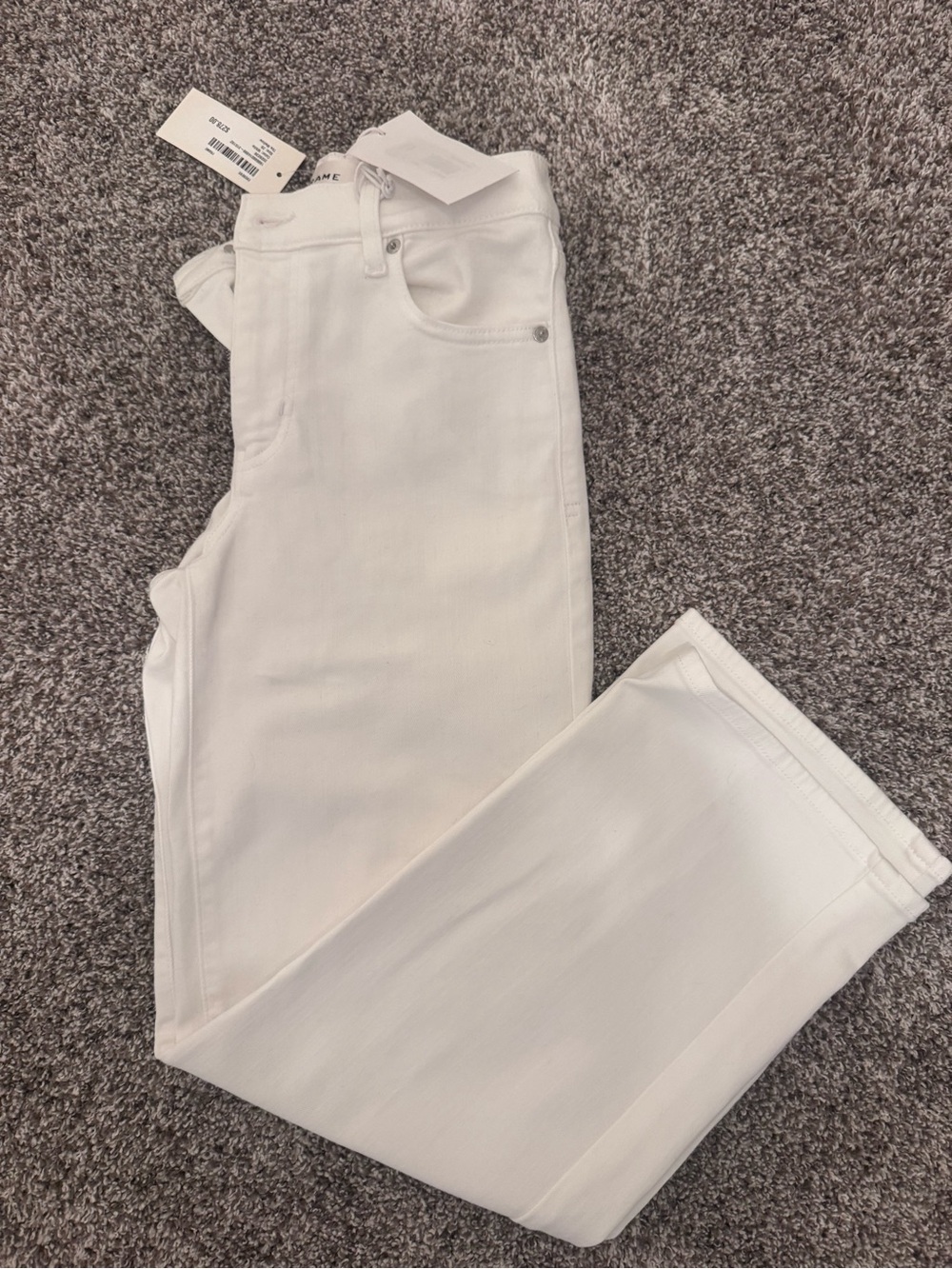 Frame Denim White High-Rise Straight Jeans